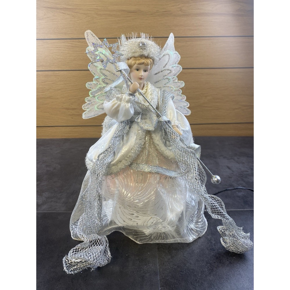VTG 2000 Enchanted Forest Fiber Optic Angel Tree Topper/Table top Silver & White